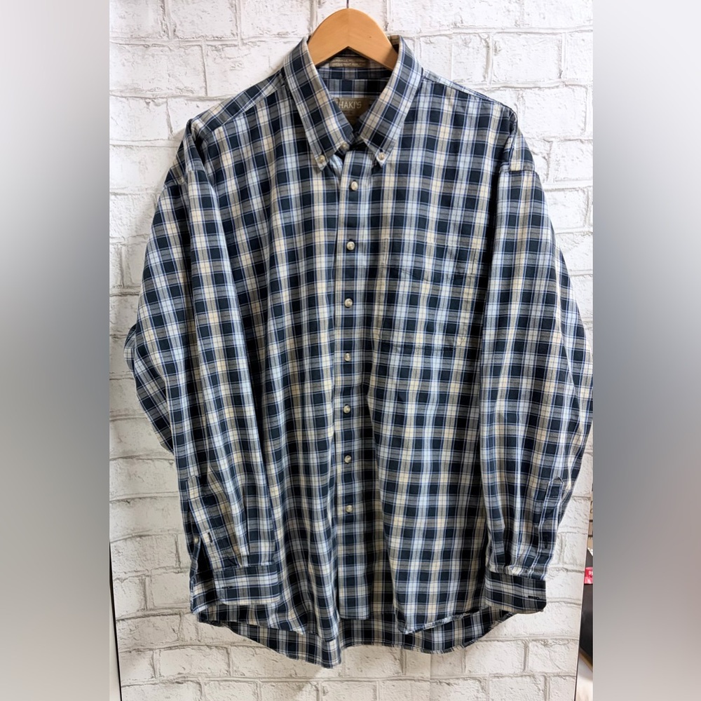Arrow Navy and White Plaid Button-Down Shirt XXL